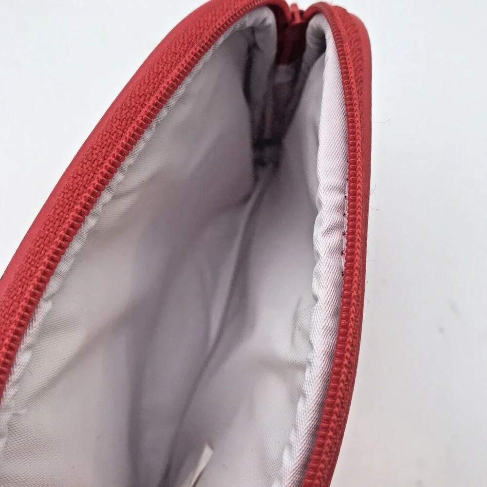 Vintage Gloria Vanderbilt Makeup Bag Red Herringbone 4x6 in. Cosmetic Pouch NEW